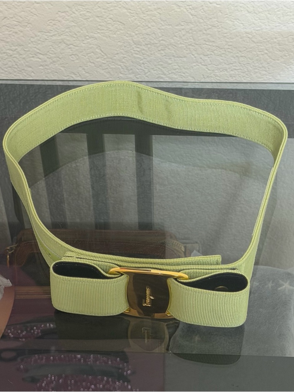 Salvatore Ferragamo Bow Waist Belt in Light Green